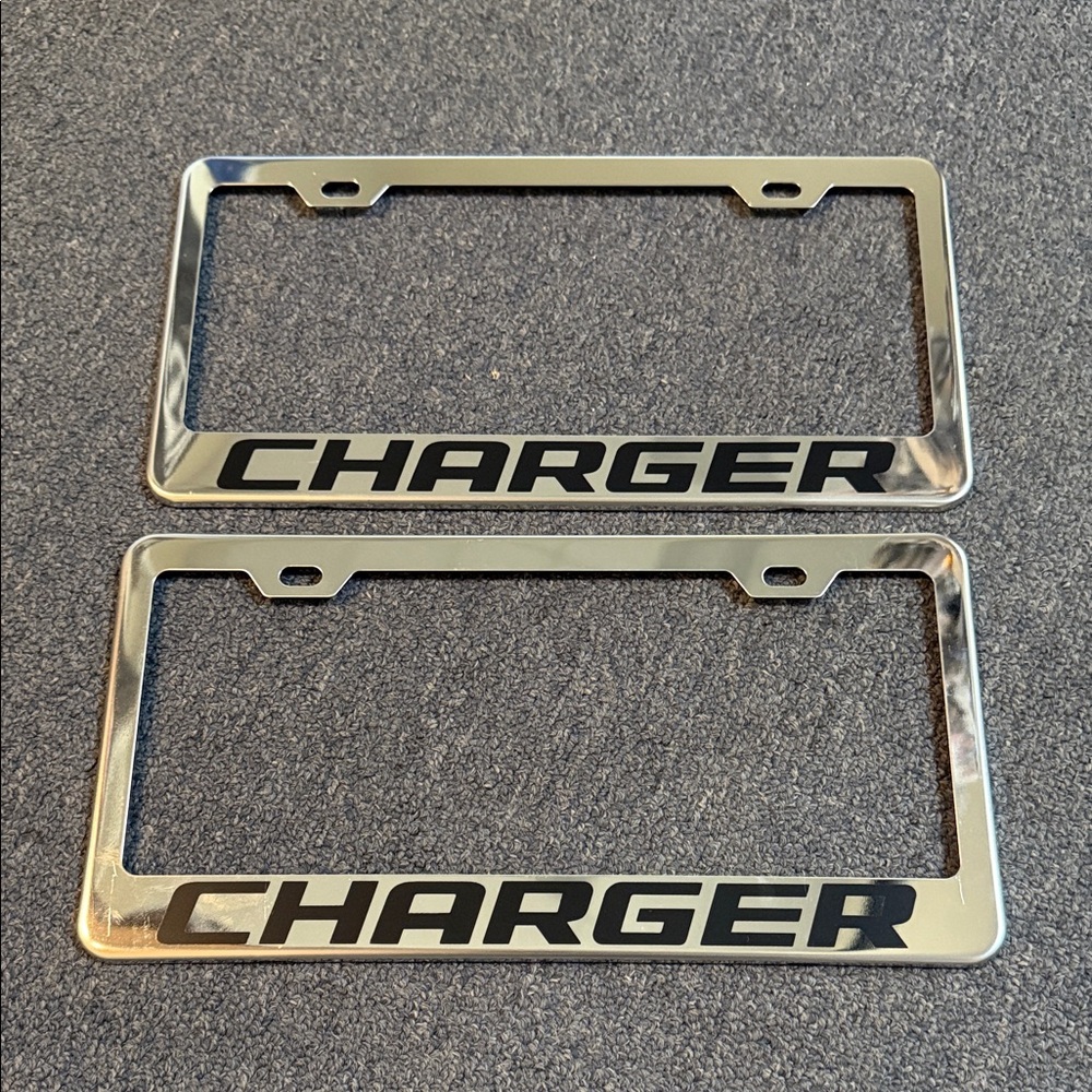 Dodge Charger Chrome Silver Metal License Plate Frames